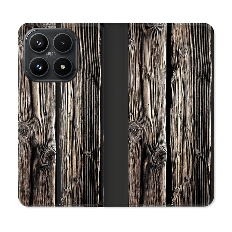Housse Cuir Portefeuille Pour Xiaomi 17 Texture Bois