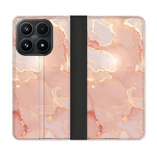 Housse Cuir Portefeuille Pour Xiaomi 17 Texture Marbre Rose