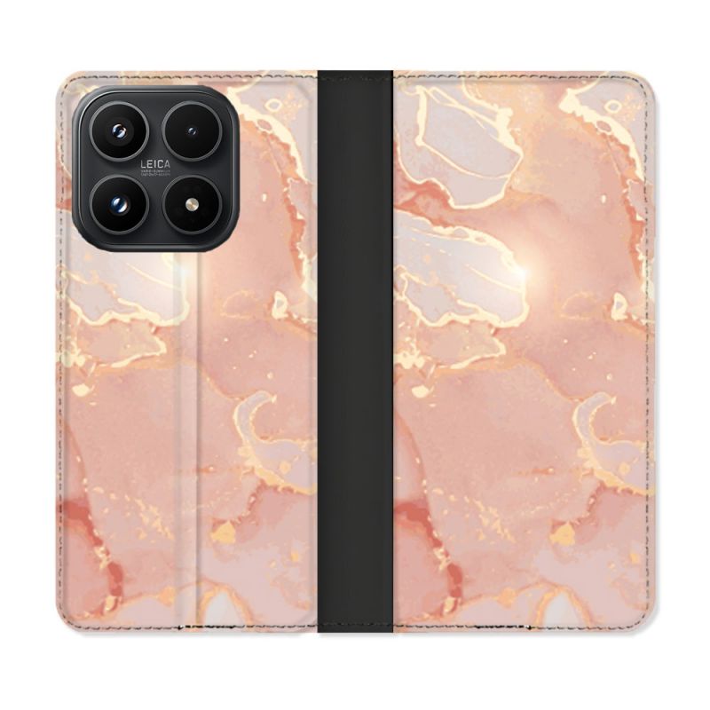 Housse Cuir Portefeuille Pour Xiaomi 17 Texture Marbre Rose
