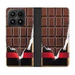 Housse Cuir Portefeuille Pour Xiaomi 17 Texture Trompe Oeil Chocolat