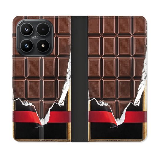 Housse Cuir Portefeuille Pour Xiaomi 17 Texture Trompe Oeil Chocolat