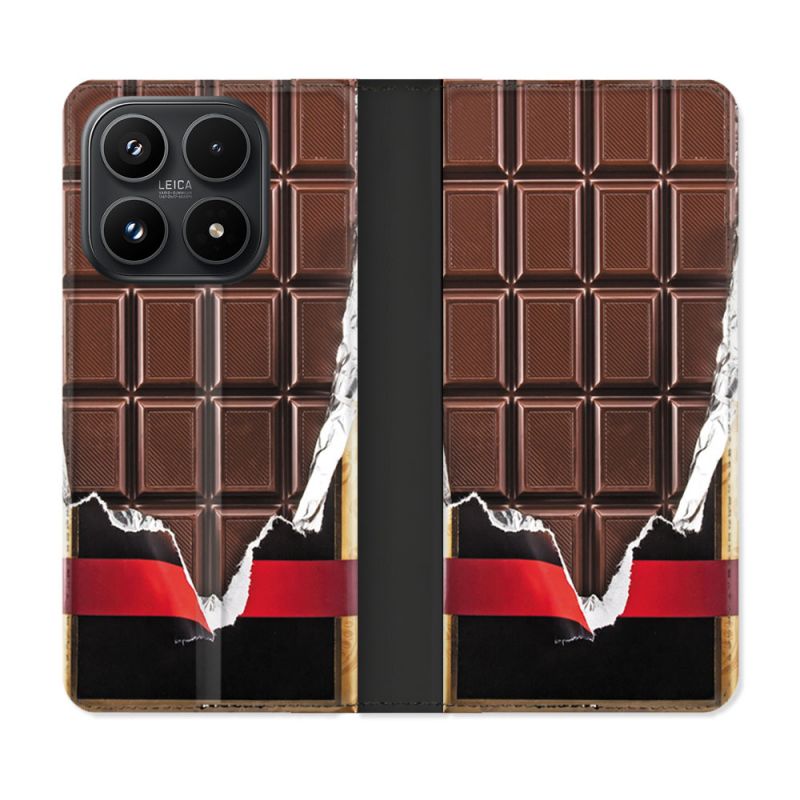 Housse Cuir Portefeuille Pour Xiaomi 17 Texture Trompe Oeil Chocolat