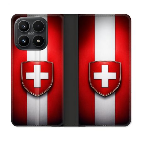 Housse Cuir Portefeuille Pour Xiaomi 17 Voyage Drapeau Suisse