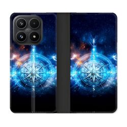 Housse Cuir Portefeuille Pour Xiaomi 17 Voyage Rose des Vents Stellaire