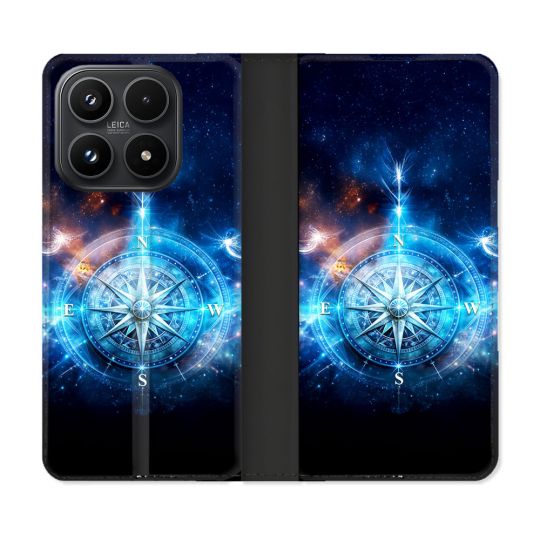 Housse Cuir Portefeuille Pour Xiaomi 17 Voyage Rose des Vents Stellaire