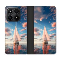 Housse Cuir Portefeuille Pour Xiaomi 17 Voyage Voilier Reflet