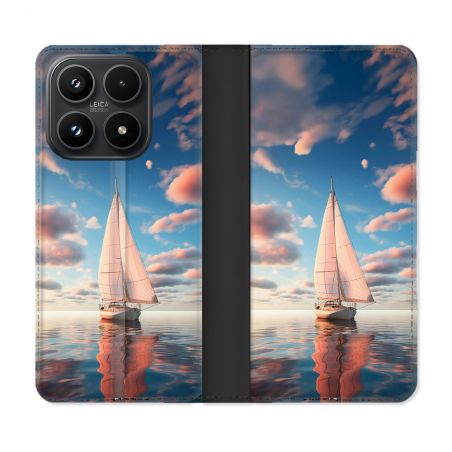 Housse Cuir Portefeuille Pour Xiaomi 17 Voyage Voilier Reflet