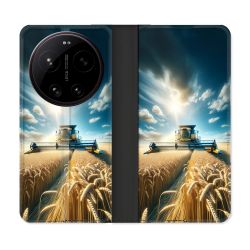 Housse Cuir Portefeuille Pour Xiaomi 17 Ultra Agriculture Moissonneuse Blé