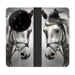 Housse Cuir Portefeuille Pour Xiaomi 17 Ultra Animal Cheval Blanc
