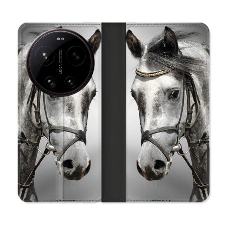 Housse Cuir Portefeuille Pour Xiaomi 17 Ultra Animal Cheval Blanc