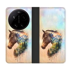 Housse Cuir Portefeuille Pour Xiaomi 17 Ultra Animal Cheval Montagne