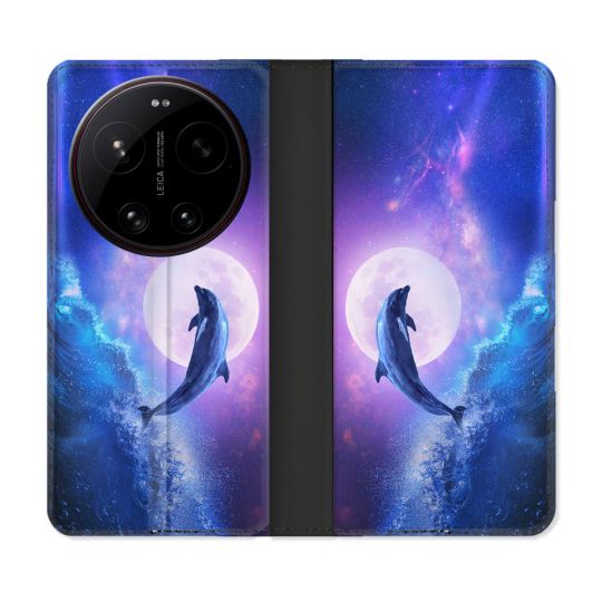 Housse Cuir Portefeuille Pour Xiaomi 17 Ultra Animal Dauphin Vague