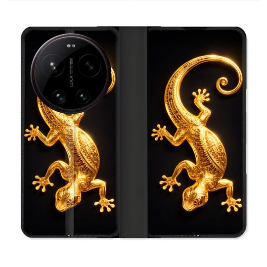 Housse Cuir Portefeuille Pour Xiaomi 17 Ultra Animal Lezard Noir 2026
