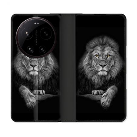 Housse Cuir Portefeuille Pour Xiaomi 17 Ultra Animal Lion Majestueux