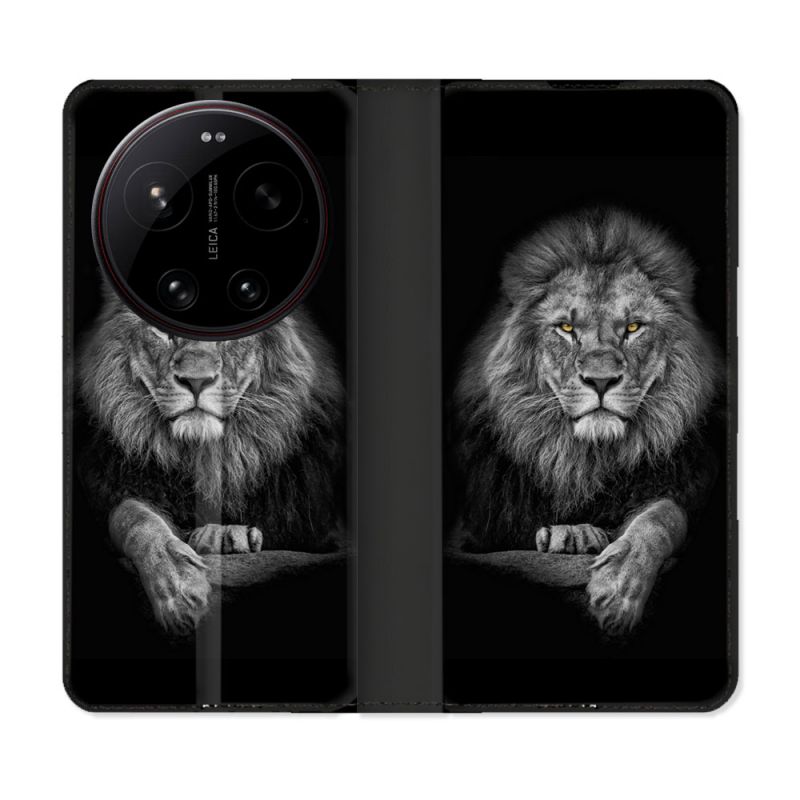 Housse Cuir Portefeuille Pour Xiaomi 17 Ultra Animal Lion Majestueux