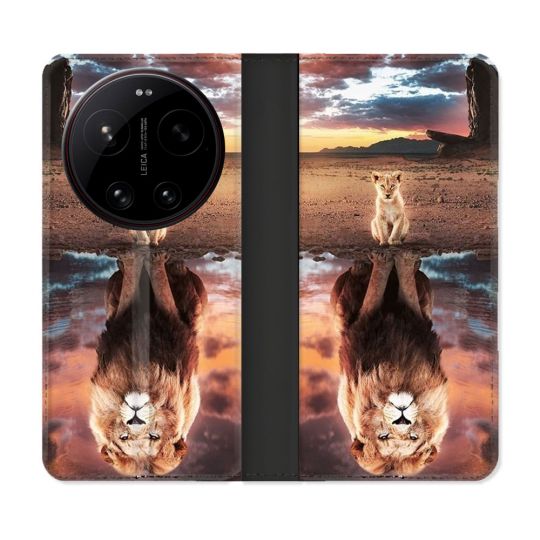 Housse Cuir Portefeuille Pour Xiaomi 17 Ultra Animal Lion Reflet