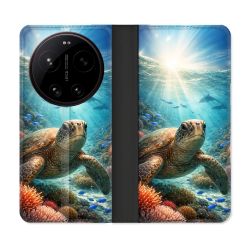 Housse Cuir Portefeuille Pour Xiaomi 17 Ultra Animal Tortue Marine