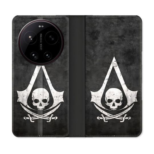 Housse Cuir Portefeuille Pour Xiaomi 17 Ultra Assassin Creed Tete Mort