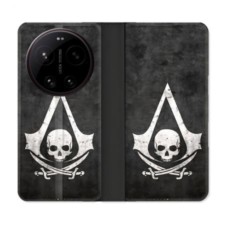 Housse Cuir Portefeuille Pour Xiaomi 17 Ultra Assassin Creed Tete Mort
