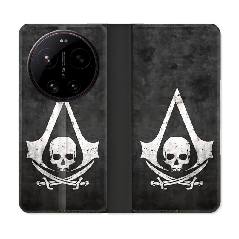 Housse Cuir Portefeuille Pour Xiaomi 17 Ultra Assassin Creed Tete Mort