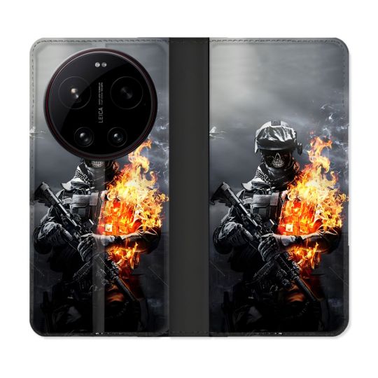 Housse Cuir Portefeuille Pour Xiaomi 17 Ultra Call Of Duty Squelette