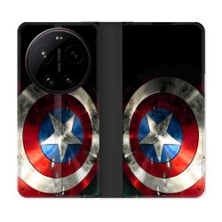 Housse Cuir Portefeuille Pour Xiaomi 17 Ultra Captain America Bouclier