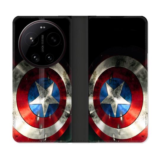 Housse Cuir Portefeuille Pour Xiaomi 17 Ultra Captain America Bouclier