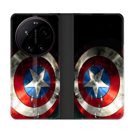 Housse Cuir Portefeuille Pour Xiaomi 17 Ultra Captain America Bouclier