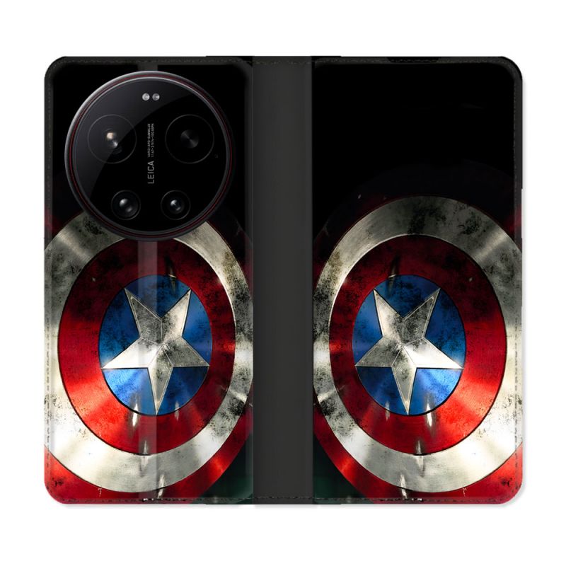 Housse Cuir Portefeuille Pour Xiaomi 17 Ultra Captain America Bouclier