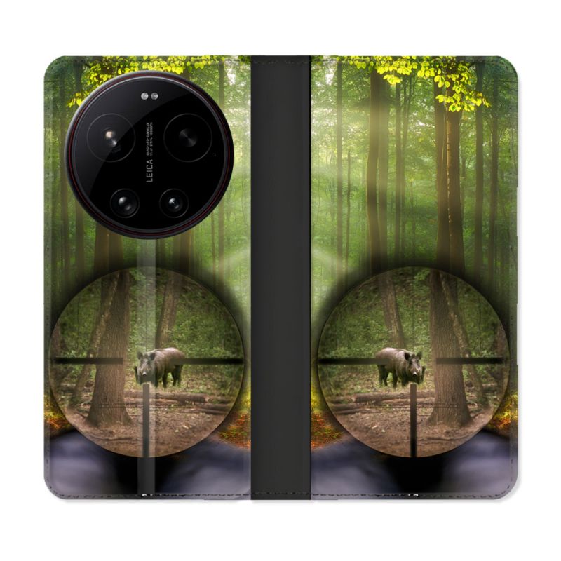 Housse Cuir Portefeuille Pour Xiaomi 17 Ultra Chasse Sanglier Viseur