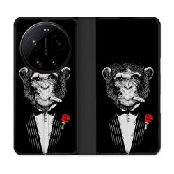 Housse Cuir Portefeuille Pour Xiaomi 17 Ultra Decale Singe Mafia