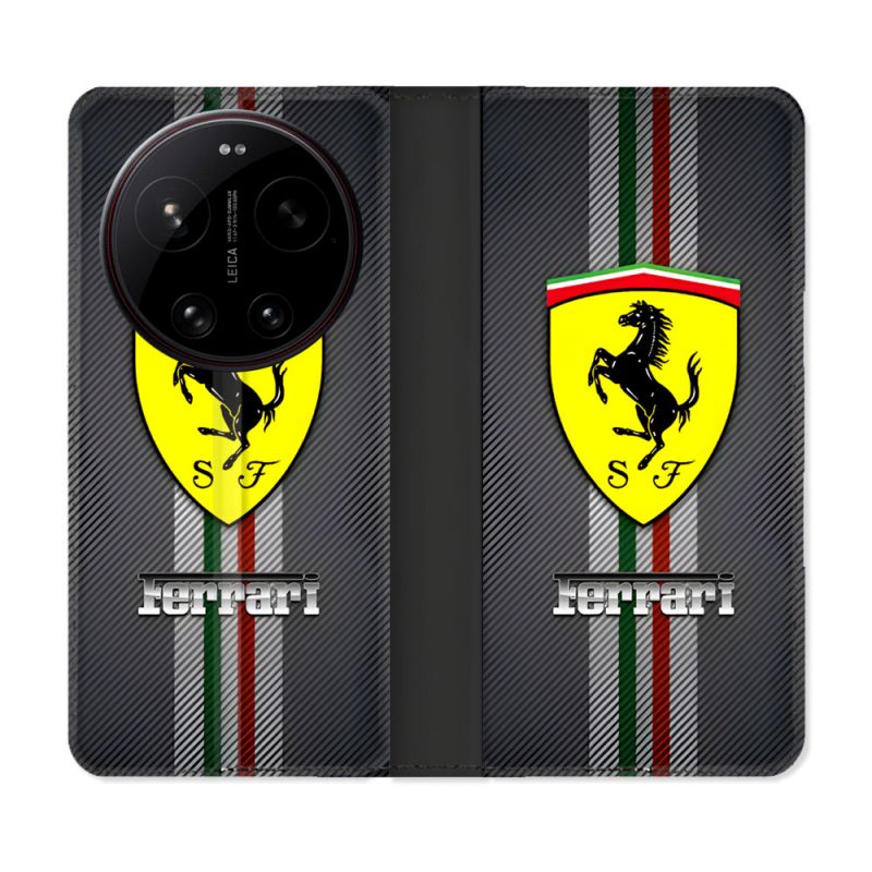 Housse Cuir Portefeuille Pour Xiaomi 17 Ultra Ferrari Carbone