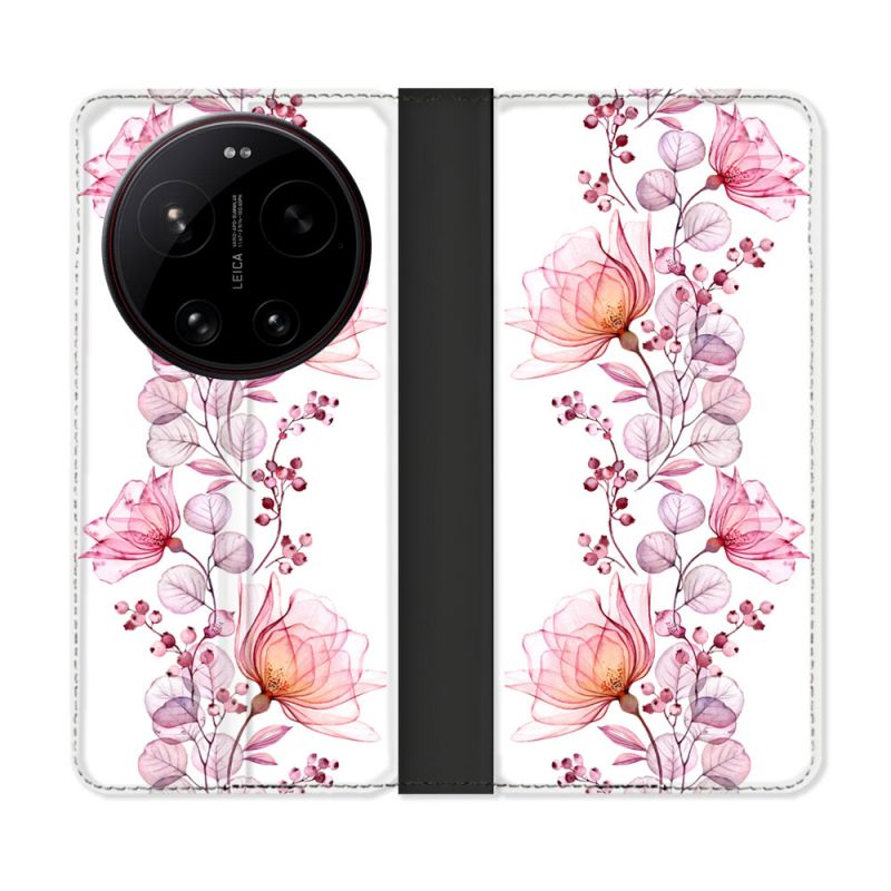 Housse Cuir Portefeuille Pour Xiaomi 17 Ultra Fleur Eclosion