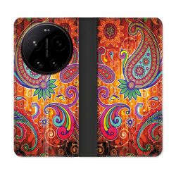 Housse Cuir Portefeuille Pour Xiaomi 17 Ultra Fleur Psychedelic