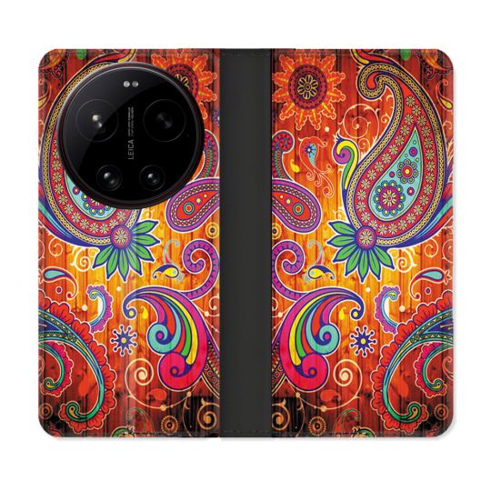 Housse Cuir Portefeuille Pour Xiaomi 17 Ultra Fleur Psychedelic