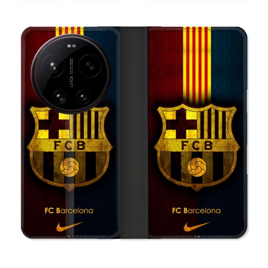 Housse Cuir Portefeuille Pour Xiaomi 17 Ultra Foot FC Barcelone Vintage