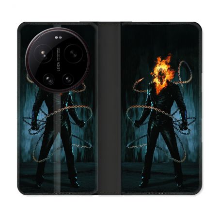 Housse Cuir Portefeuille Pour Xiaomi 17 Ultra Ghost Rider