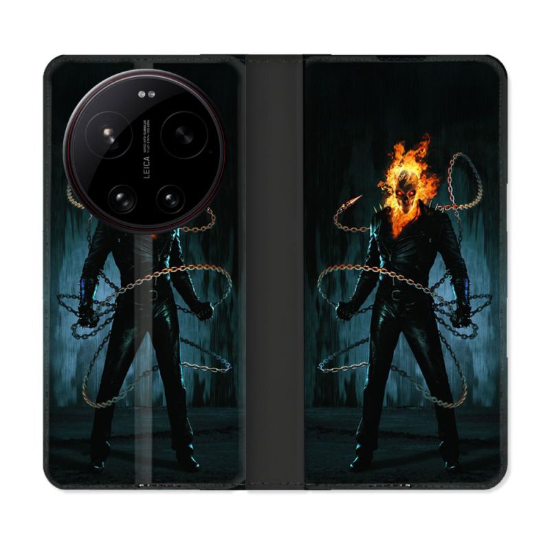 Housse Cuir Portefeuille Pour Xiaomi 17 Ultra Ghost Rider