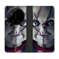 Housse Cuir Portefeuille Pour Xiaomi 17 Ultra Horreur Chucky Cicatrice