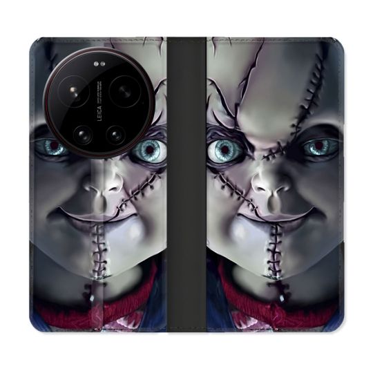 Housse Cuir Portefeuille Pour Xiaomi 17 Ultra Horreur Chucky Cicatrice