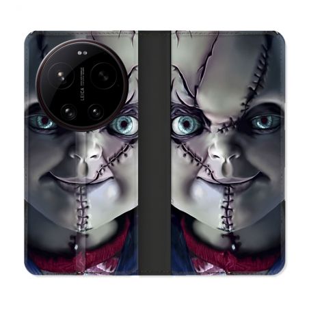 Housse Cuir Portefeuille Pour Xiaomi 17 Ultra Horreur Chucky Cicatrice