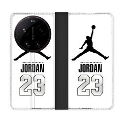 Housse Cuir Portefeuille Pour Xiaomi 17 Ultra Jordan 23 Blanc