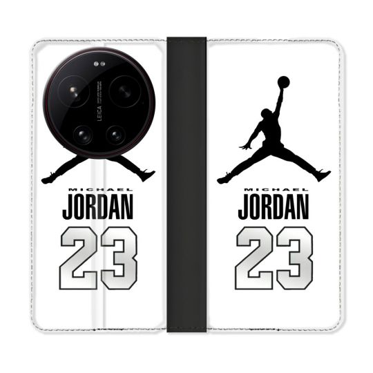 Housse Cuir Portefeuille Pour Xiaomi 17 Ultra Jordan 23 Blanc