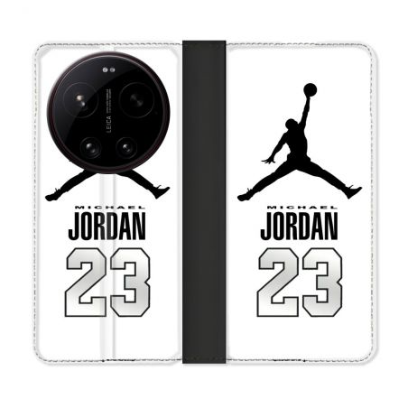 Housse Cuir Portefeuille Pour Xiaomi 17 Ultra Jordan 23 Blanc