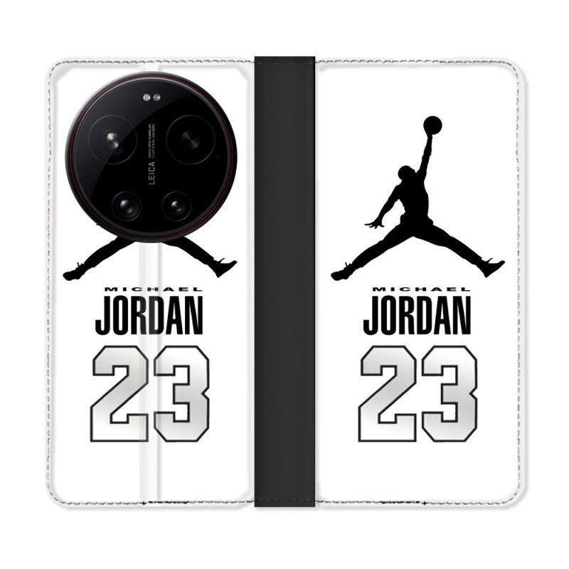 Housse Cuir Portefeuille Pour Xiaomi 17 Ultra Jordan 23 Blanc