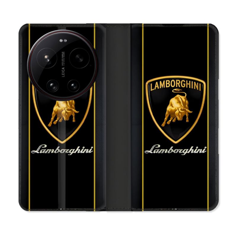 Housse Cuir Portefeuille Pour Xiaomi 17 Ultra Lamborghini Carbone