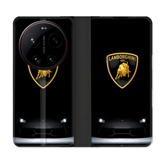Housse Cuir Portefeuille Pour Xiaomi 17 Ultra Lamborghini Noir