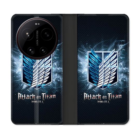 Housse Cuir Portefeuille Pour Xiaomi 17 Ultra Manga Attaque Titans Noir