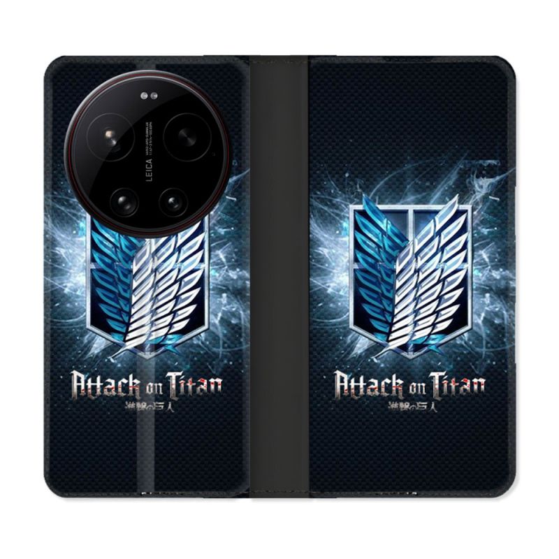 Housse Cuir Portefeuille Pour Xiaomi 17 Ultra Manga Attaque Titans Noir