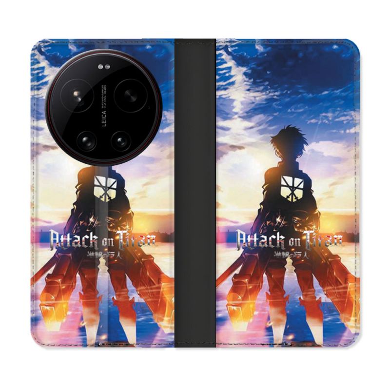 Housse Cuir Portefeuille Pour Xiaomi 17 Ultra Manga Attaque Titans Soleil